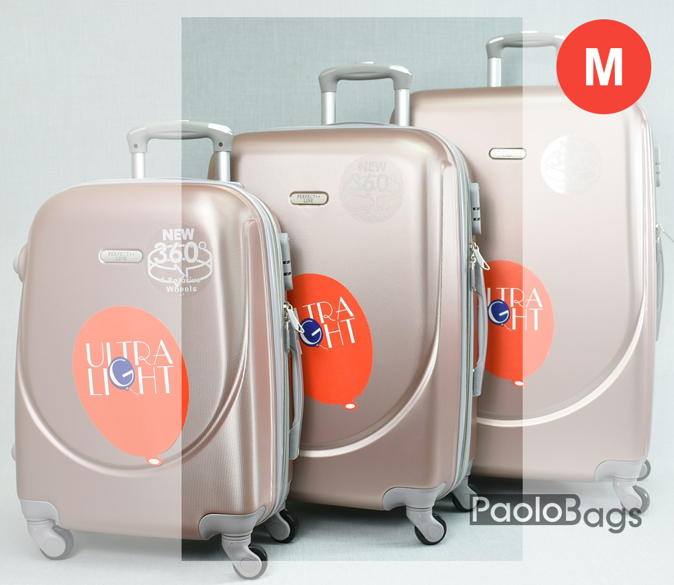Куфар с колелца ПВЦ PVC ABS розов среден 31187