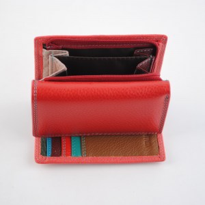 Малко дамско портмоне от естествена кожа червено