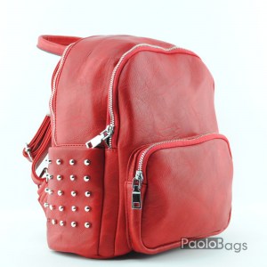 Дамска раница с шипове червена 18225