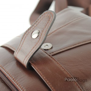 Луксозна мъжка чанта от естествена кожа с три джоба