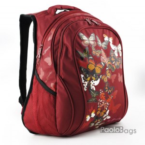 Ученическа раница евтина с пеперуди 27011