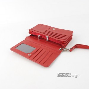 Червено дамско портмоне от естествена кожа 30023