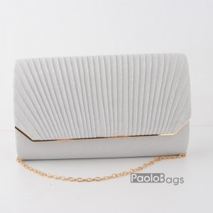 Дамска чанта тип клъч плик вечерна официална бяла със скосения 30317