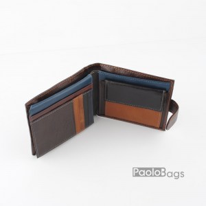 Луксозен мъжки портфейл от естествена кожа с шевове 30216