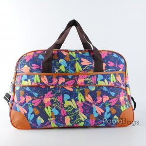 Сак пътна чанта с джоб с цип и дръжка за рамо с пеперуди 21674
