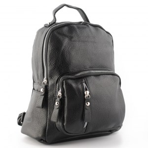 Дамска раница черна с джобче