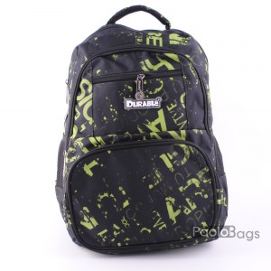 Евтина ученическа раница с ортопедичен гръб със зелено