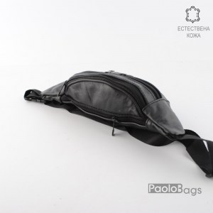 Мъжка чанта от естествена кожа за носене на кръст тип банан паласка удобна за през рамо и гърди 26008