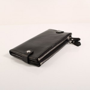 Дамско портмоне от естествена кожа луксозно черно модел 889-7