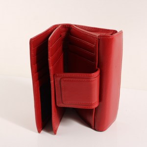 Дамско портмоне от естествена кожа с много прегради червено LA191-2